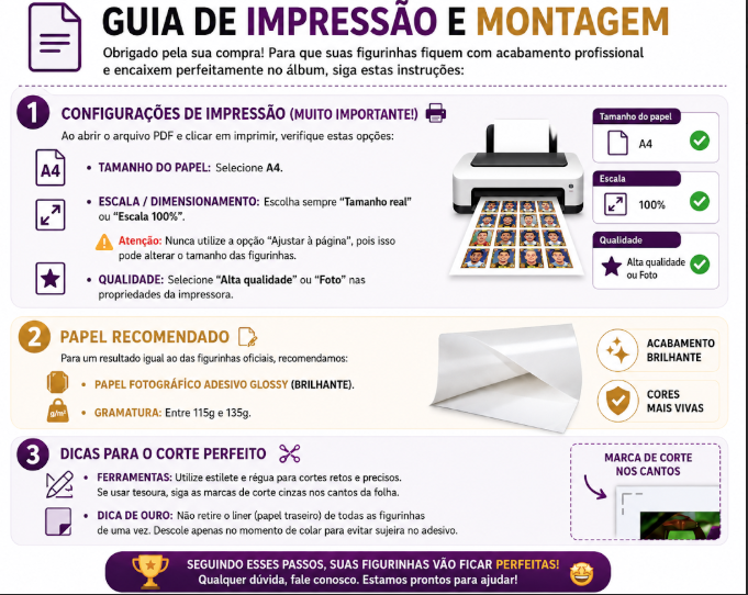 Guia de impressão e montagem das figurinhas