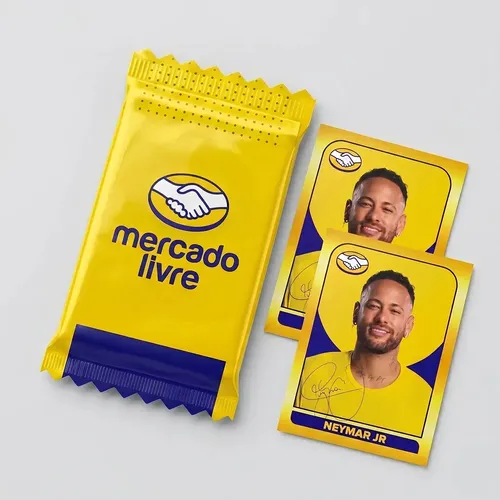 Pacotinho Mercado Livre com figurinhas do Neymar